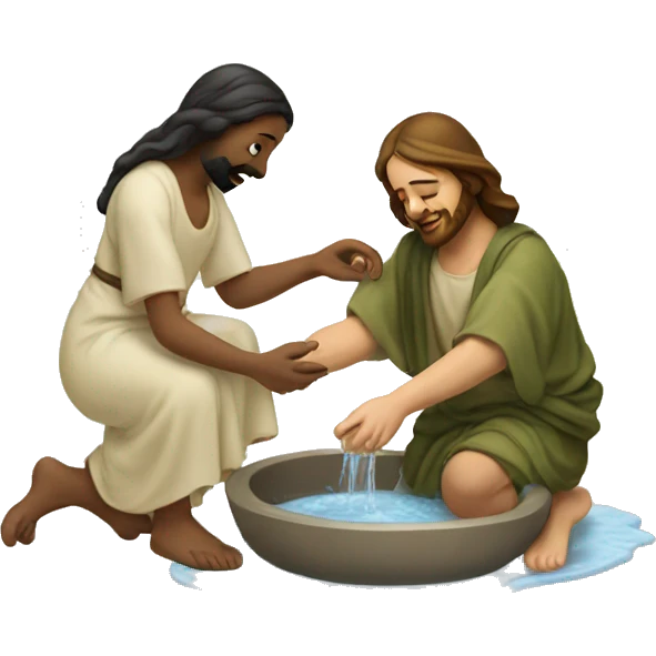 Jesus washing feet of woman emoji