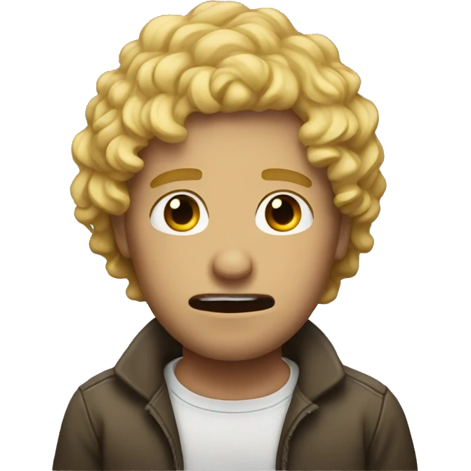 Curly Blondie man cry emoji