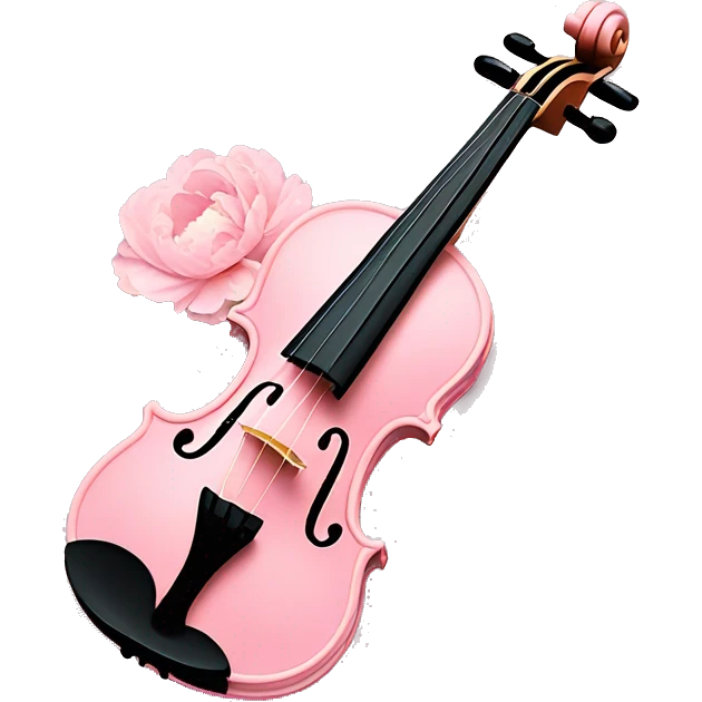 soft pastel pink violin with peonies and glitter emoji