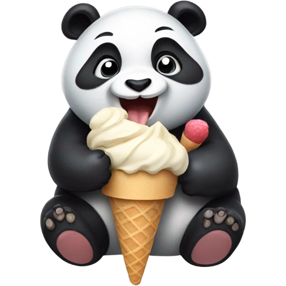 Panda eating ice cream emoji