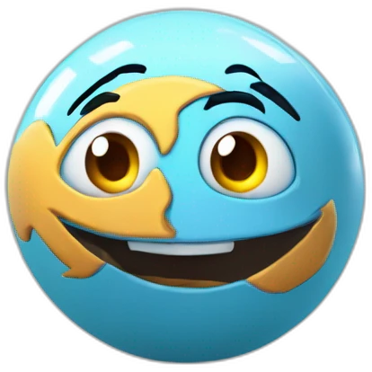 3d sphere with a cartoon childish jigsaw Aladdin skin texture with kind eyes emoji