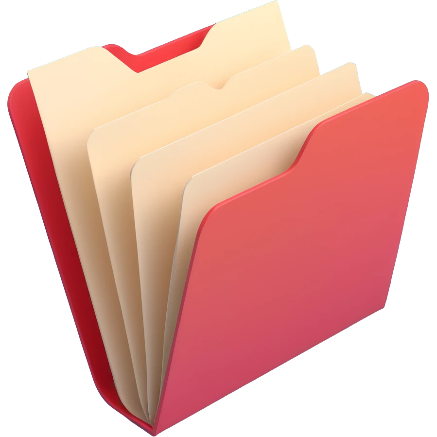 3D style paper folder, some papers protruding from the top, smooth and glossy finish, minimal background emoji