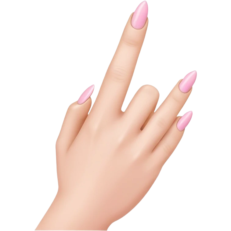 pink middle finger with long almond white french tips emoji