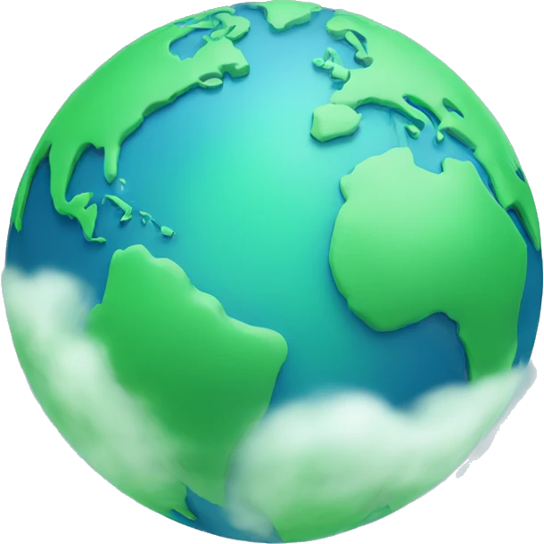 Green blue planet with fog emoji