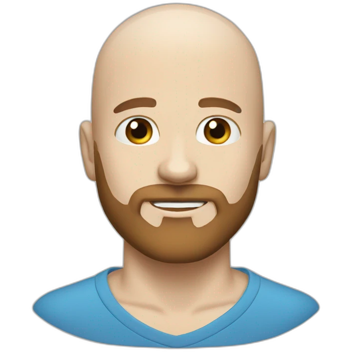Bald white guy blue eyes short brown beard emoji