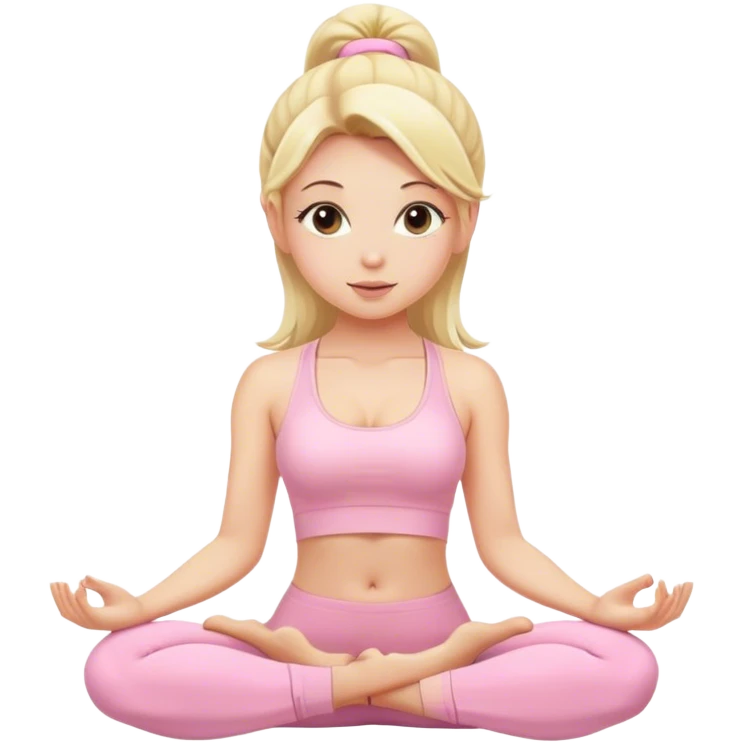 blonde yoga girl light pink clothes n emoji
