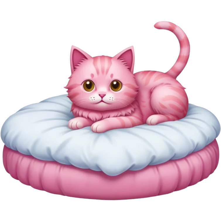 Pink cat on bed emoji