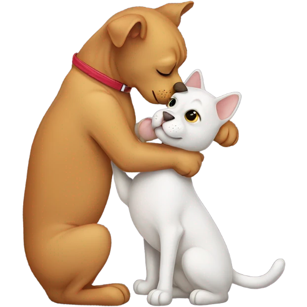 Cat kissing dog emoji