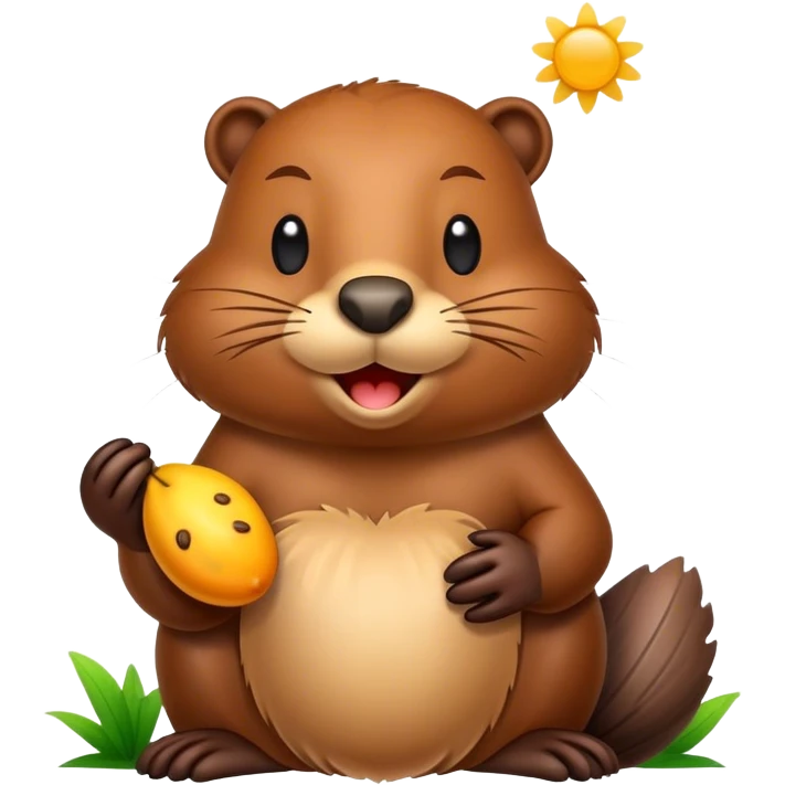Beaver with inscription good morning  emoji
