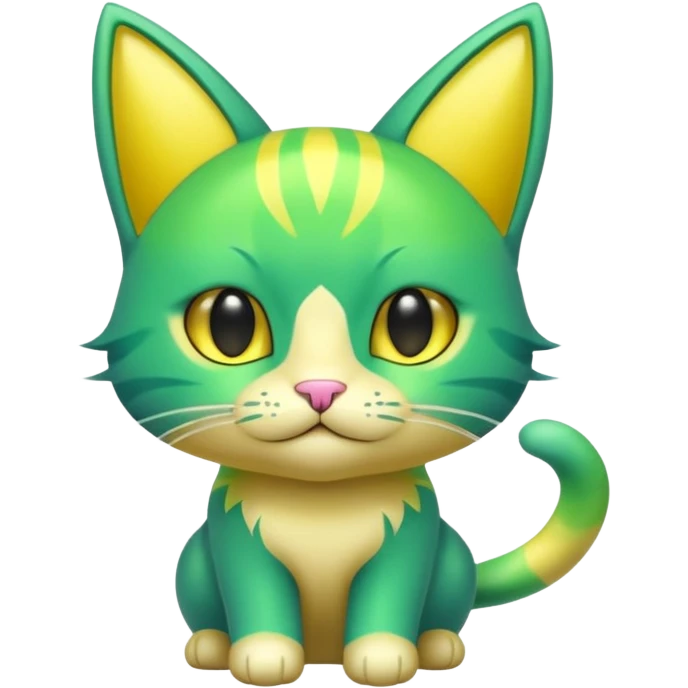 Green and Yellow Electrike-Amaura-Aurorus-Shiny-glorp-cat-fusion  emoji