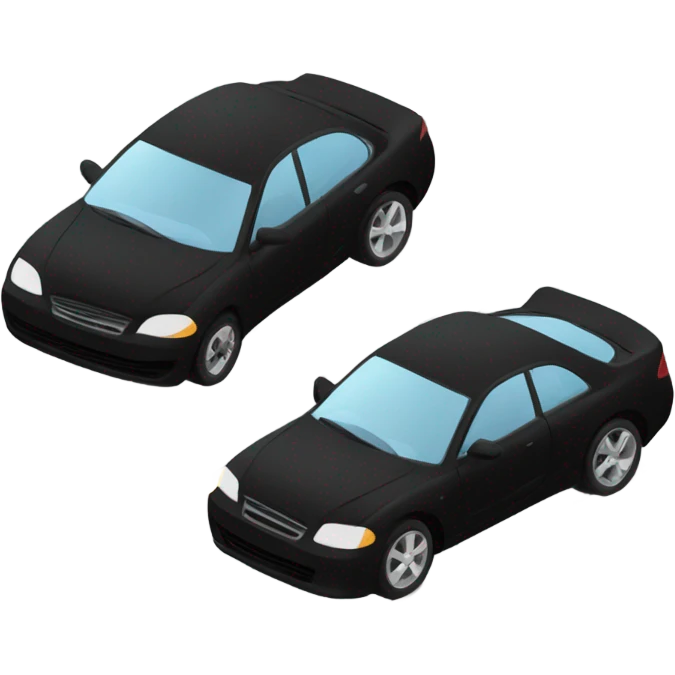 Black car racing with white car down busy street emoji