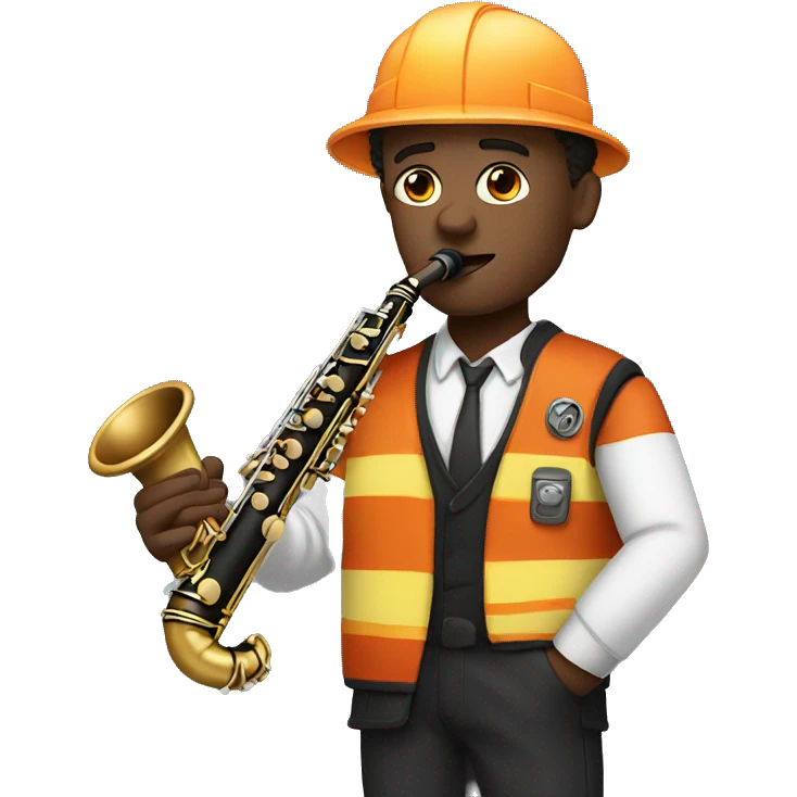 Clarinet player with fire vest emoji