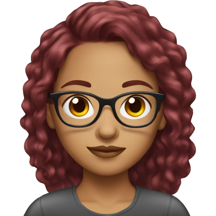 Burgundy hair , light skinned girls with glasses  emoji
