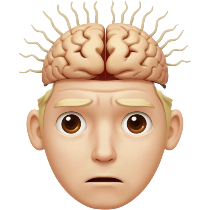 a worried blond man that dont know what to do and with the brain out of your opened head emoji