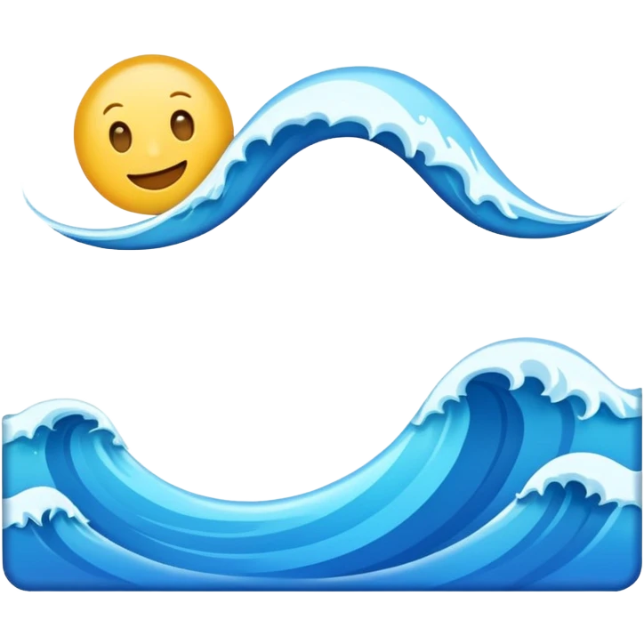 blue ocean wave-shaped photo frame, emoji style emoji