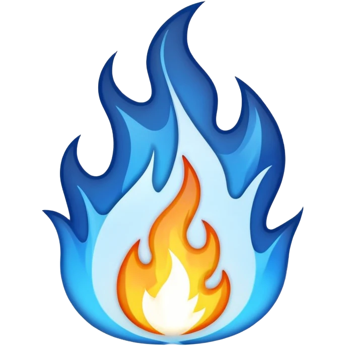 Fire emoji but instead of orange and white make it blue and white emoji