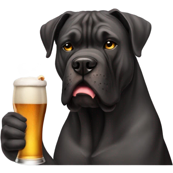 A Cane Corso holding a beer and smoking a cigar. emoji