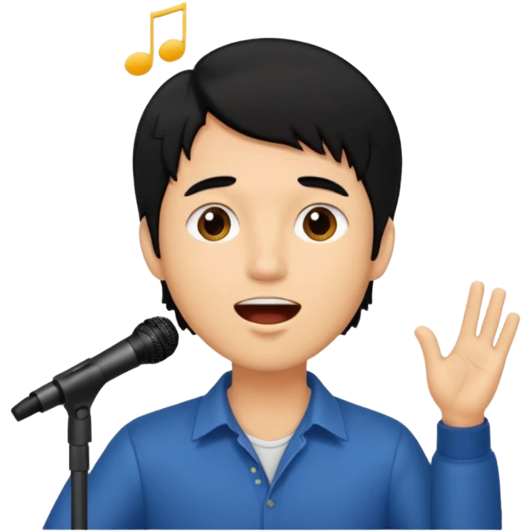 light black hair man singing emoji