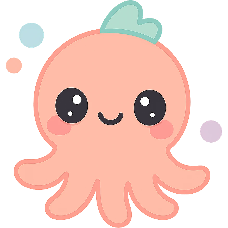 cute underwater creature, cartoon style, big eyes, friendly smile, colorful emoji