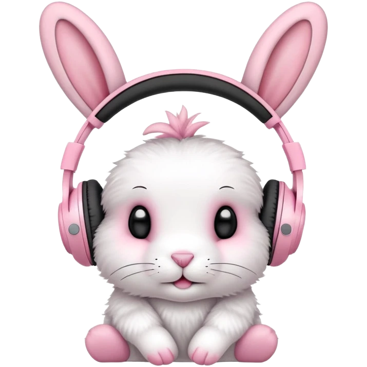 cute rabbit headphones, pink bunny ears on headphones emoji