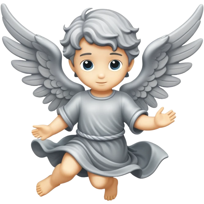 grey flying angel kid made in stone emoji