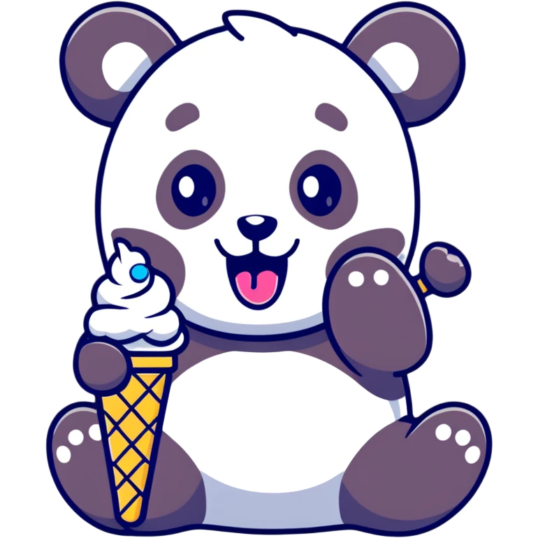 Panda eating ice cream emoji
