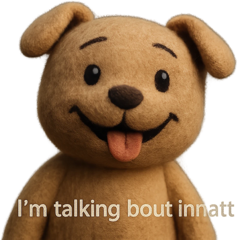 smiling with tongue sticking out
add the words  I’m talking bout innatt  emoji