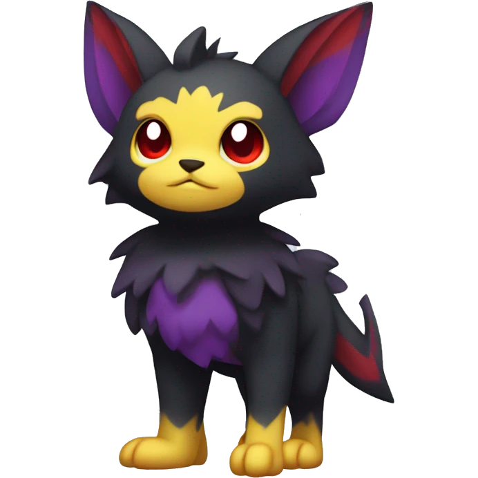 Cute cool dark black red purple yellow animal hybrid Fakemon full body emoji