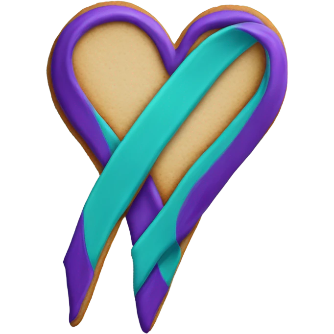 Purple teal Suicide awareness ribbon, heart cookie emoji