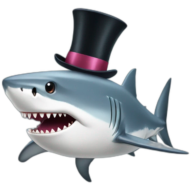 Shark with a top hat emoji