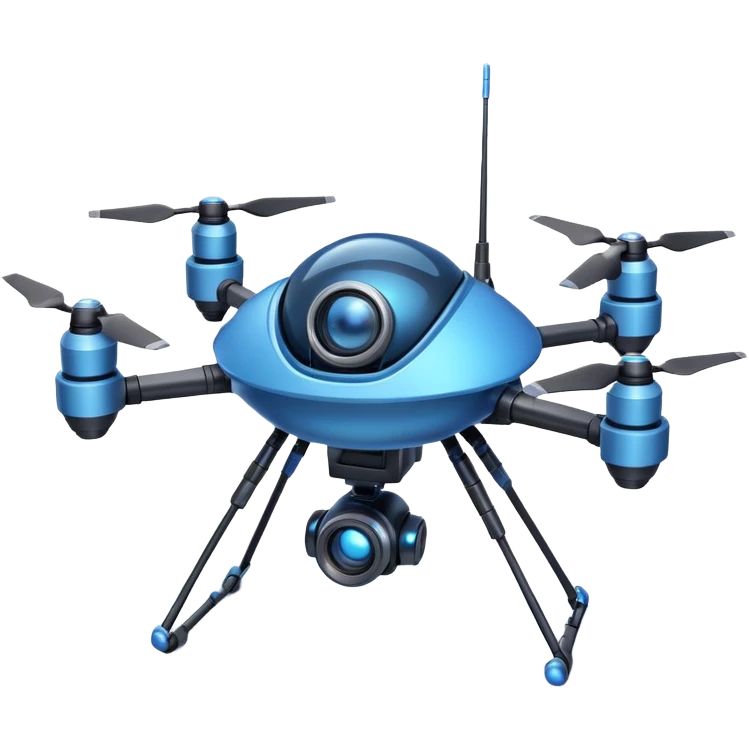 space explorer drone object icon, small futuristic drone with camera lens, glowing blue lights, sci-fi metal body, antenna details, 3D cartoon, mobile game icon style, centered, clean background, soft shadow, no text, no watermark
 
 emoji