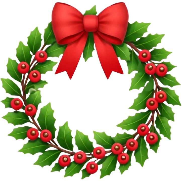Christmas wreath with red berries and red bow emoji