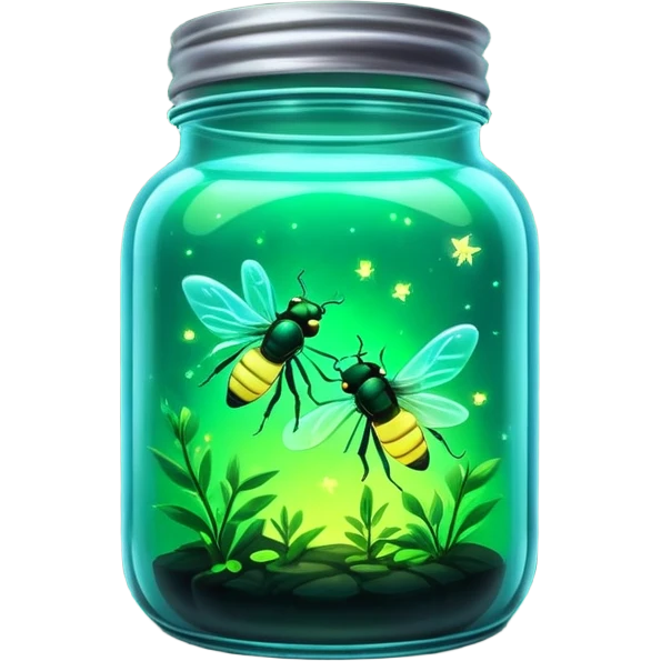 Two fireflies in a glass jar emoji