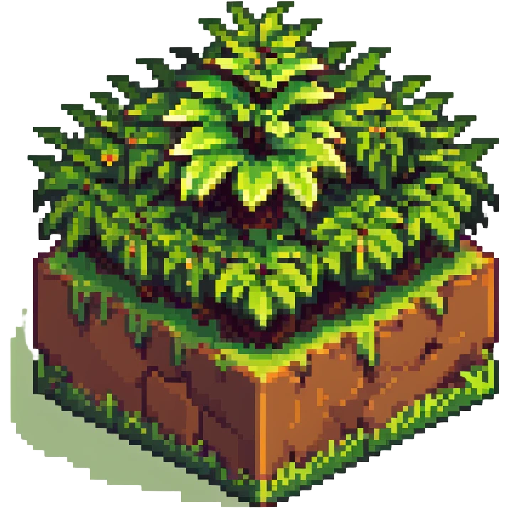 Minecraft grass block, square shape, brown and green, smooth, isometric emoji
