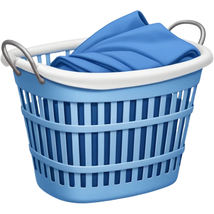 white LAUNDRY BASKET WITH FOLDED blue CLOTHES emoji