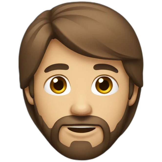 Straight Long brown hair male with beard emoji