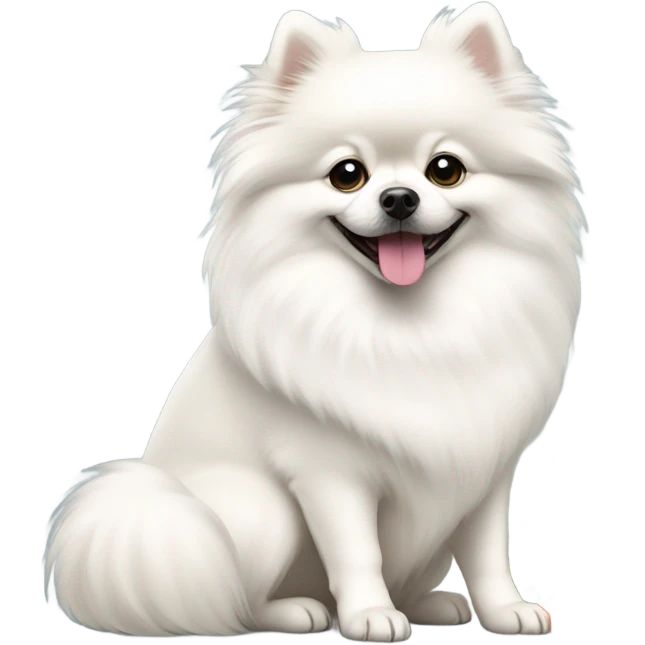 White Pomeranian dog under Christmas tree  emoji