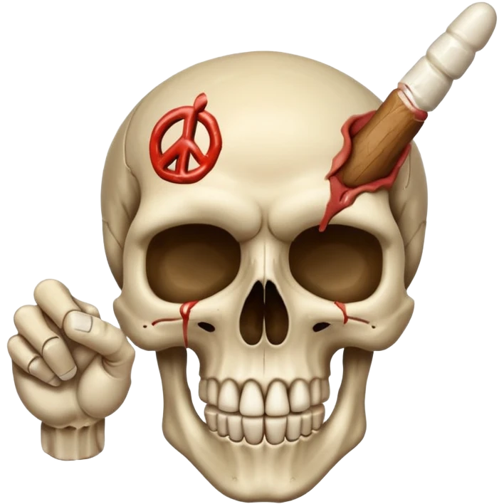 Skull with 🖕✌️ emoji