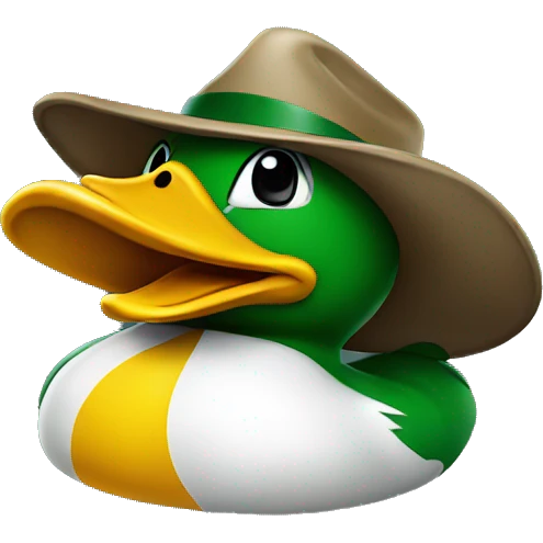 Oregon duck mascot with red hat emoji