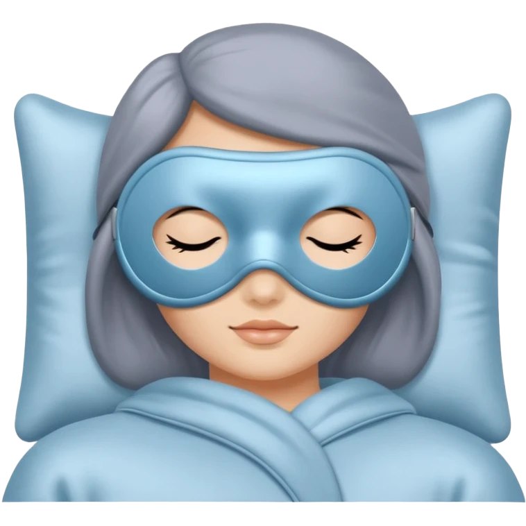 emoji of an isolated silky sleep mask, no eyes, no face, no character features, smooth satin texture with gentle shine, pastel grey-blue color, soft rounded shape, cozy winter pajama mood, soft shadows emoji