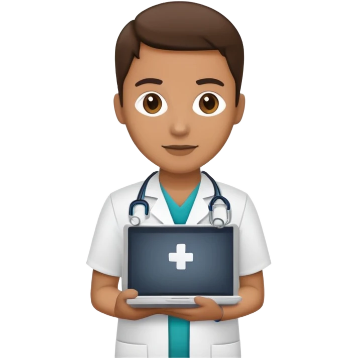 Hospital IT technician with computer emoji
