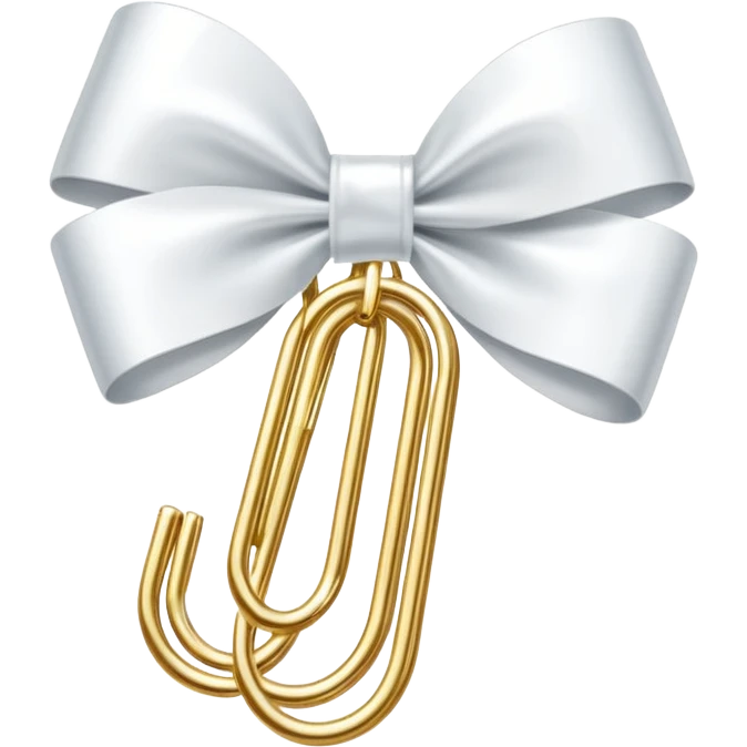 one gold paper clip with a white bow in the middle emoji