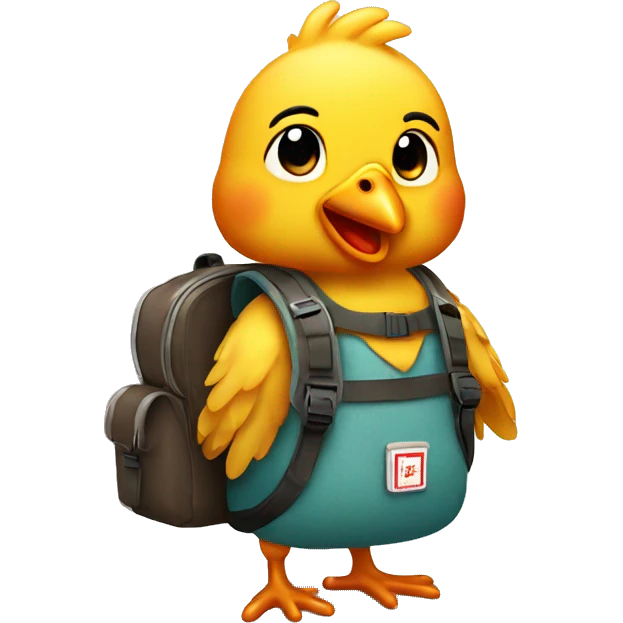 Little chicken with a bagpack emoji