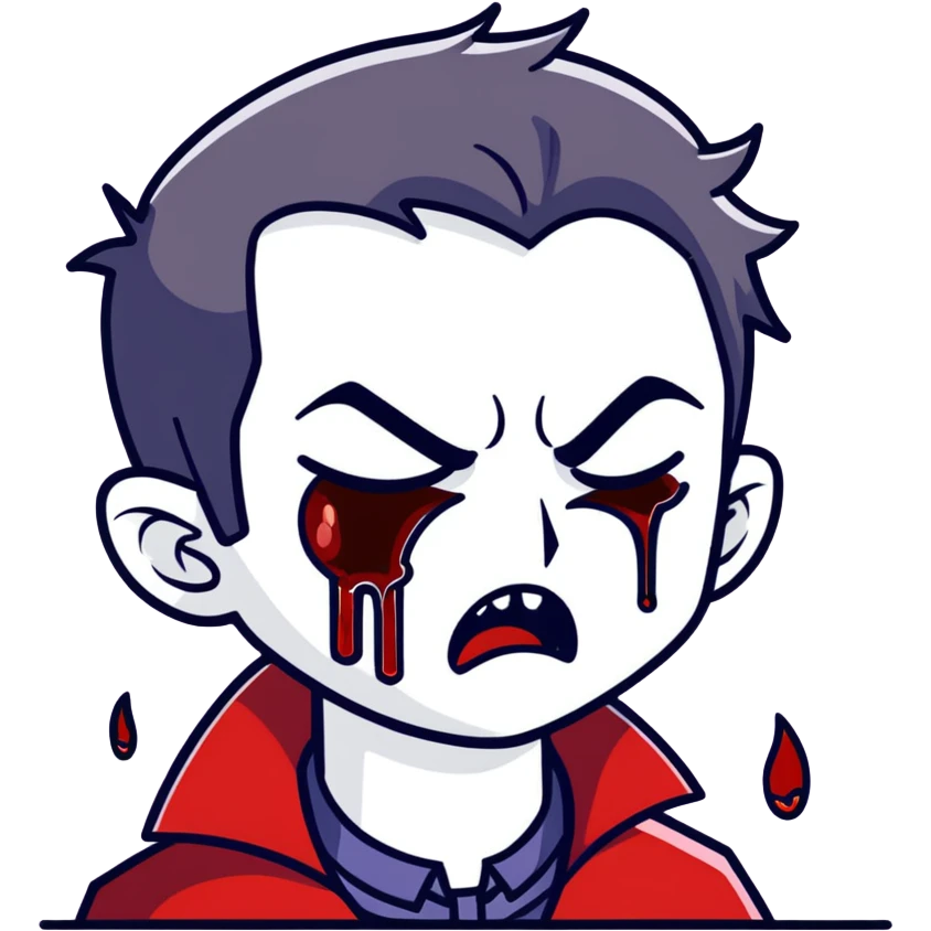 tired vampire guy crying blood emoji