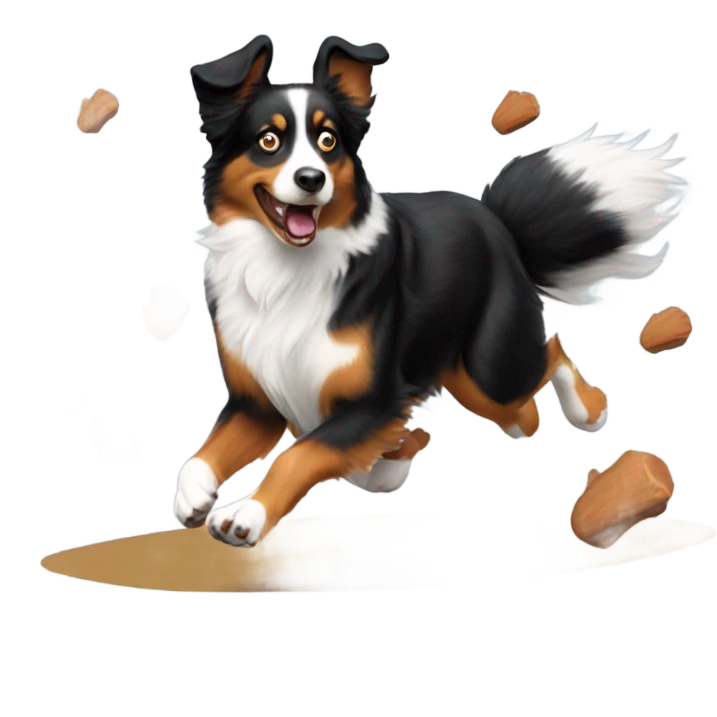 Australian Shepard chasing squirrel emoji