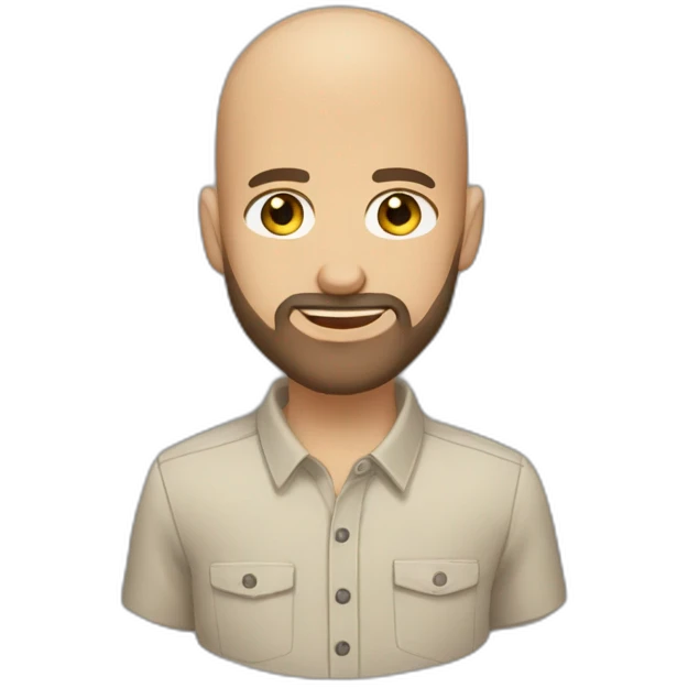 light-skinned-bearded-bald-browneyes-brownhair-buttoned-shirt-hair-on-sides emoji