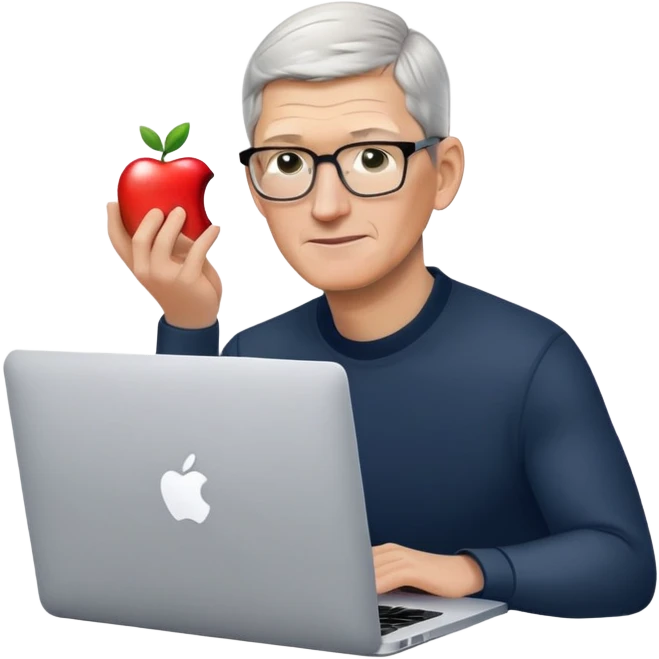 Tim Cook using a MacBook Pro. emoji