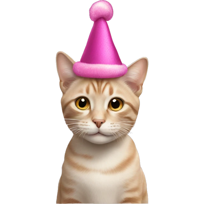 Cat wearing pink Christmas hat emoji