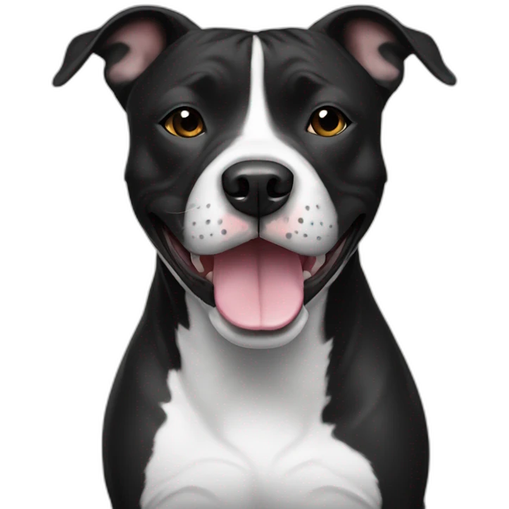 Black white Staffy smile female emoji