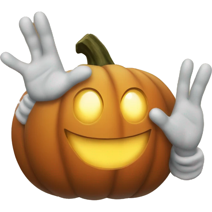 Pumpkin saying bye emoji